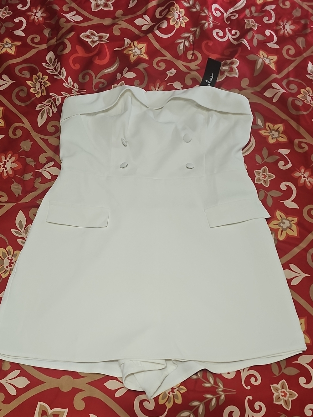 Lulu's Strapless White Romper-Style Mini Dress (D)